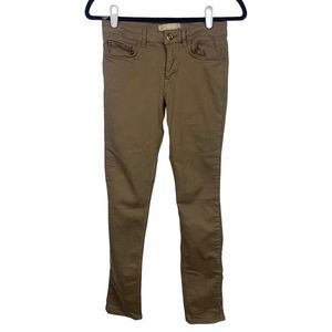 Zara Basic Denim Pants Womens Size 4 Khaki Stretch Chino Skinny Leg Jeans
